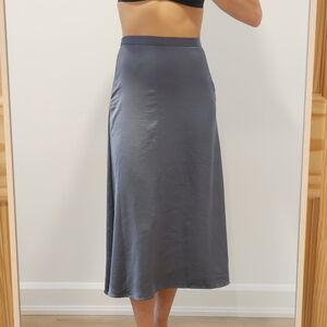 Oak+fort blue satin midi skirt size S